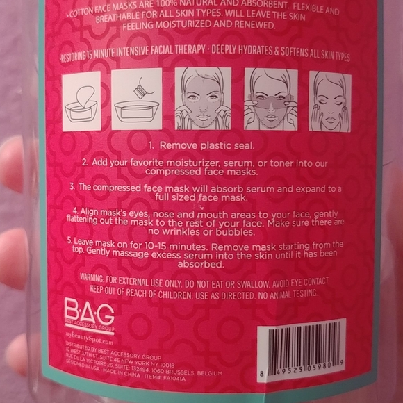 4/$15 🌻 Cotton Compressed Sheet Face Masks - 100% Natural - Picture 3 of 6